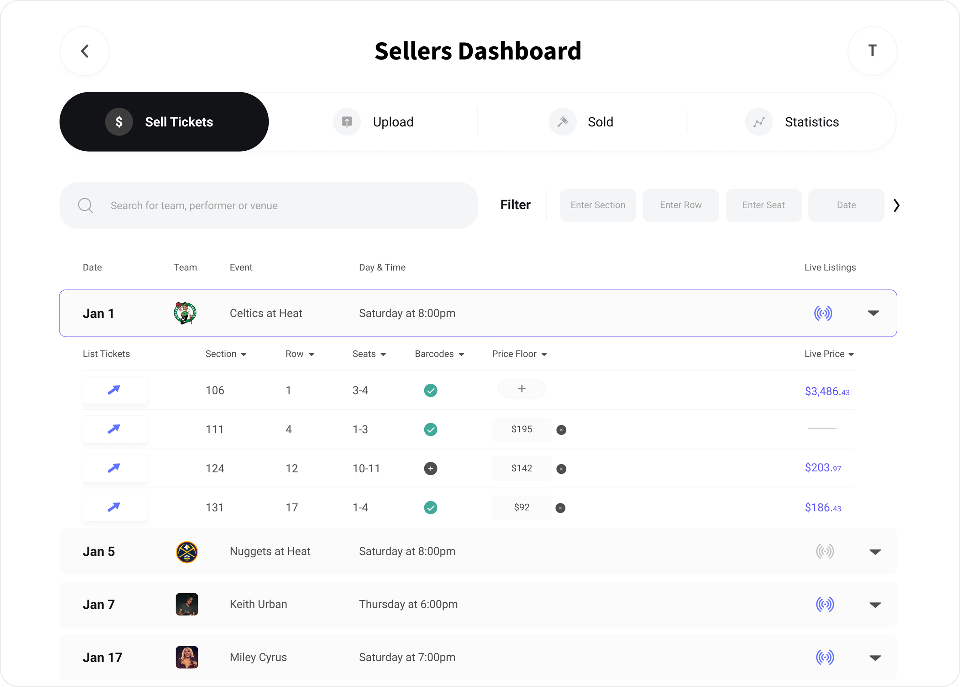 Seller Dashboard Screenshot